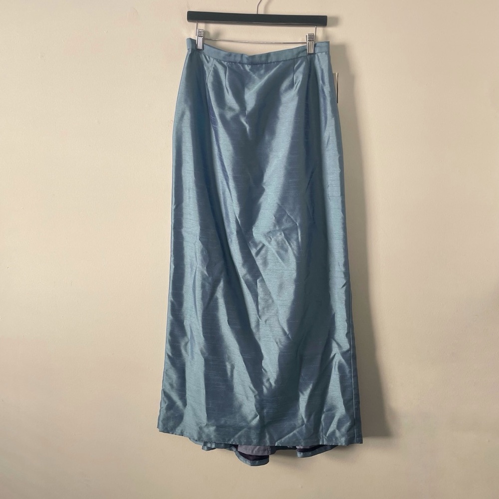 Alex Evenings Vintage 90s Light Blue Formal Long Slubbed Midi Skirt Size 12